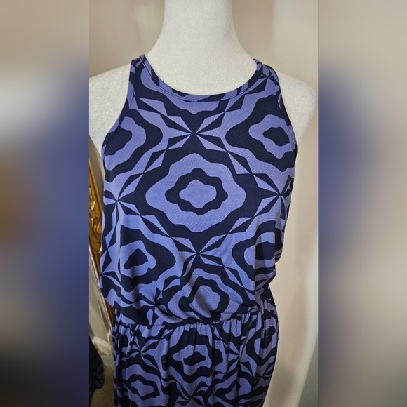 TORI RICHARD Sleeveless Racerback Max Dress In Blue/black Pattern. Size Small - Picture 12 of 12